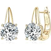 Moissanite Hoop Earrings for Women, 4CT/Pair Solitaire U-shaped Hoops, S925 Sterling Silver D Color VVS1 Clarity Brilliant Lab-diamond Jewelry Birthday Mother's Day Gifts