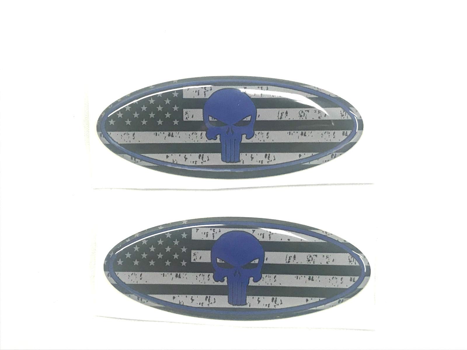 Buy Sparkoo 2X Punisher Skull USA American Steering Wheel Logo Emblem Badge Overlay Decal For