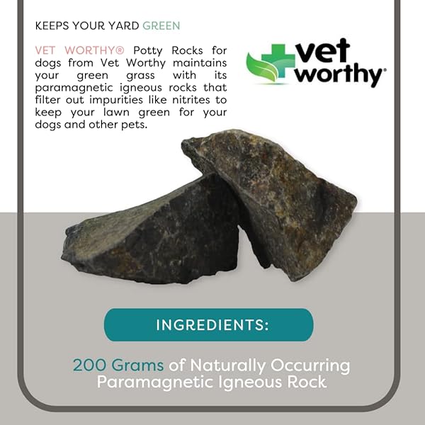 VET WORTHY POTTY ROCKS FOR DOGS – PARAMAGNETIC IGNEOUS ROCKS – HELPS FILTER OUT IMPURITIES AND ELIMINATE URINE LAWN – KEEPS YOUR GRASS GREEN – NATURAL MINERALS – SAFE FOR ALL PETS – 200GRAMS
