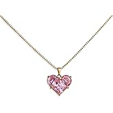 Frigotine Dainty Gold Heart Pendant Necklace for Women, Trendy Minimalist Adjustable Box Link Chain Necklaces Prom Holiday Valentine's Day Jewelry Gift