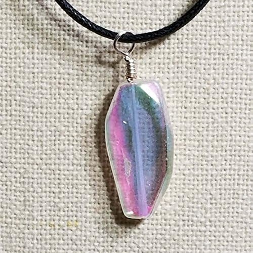 Angel Aura Quartz Crystal Pendant Necklace for Women, Metaphysical Rainbow Opal Aura Quartz Healing Crystal Jewelry for all Chakras by Mystic Crystals, Free Form Polished Bead Pendant for Girls