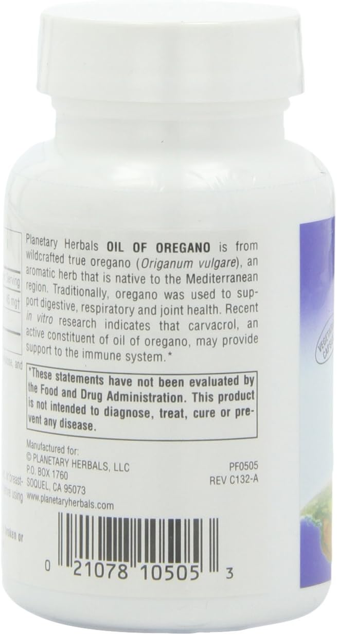 Planetary Herbals Oil of Oregano, May Provide Support To The Immune System,60 Vegetarian Capsules: Health & Personal Care