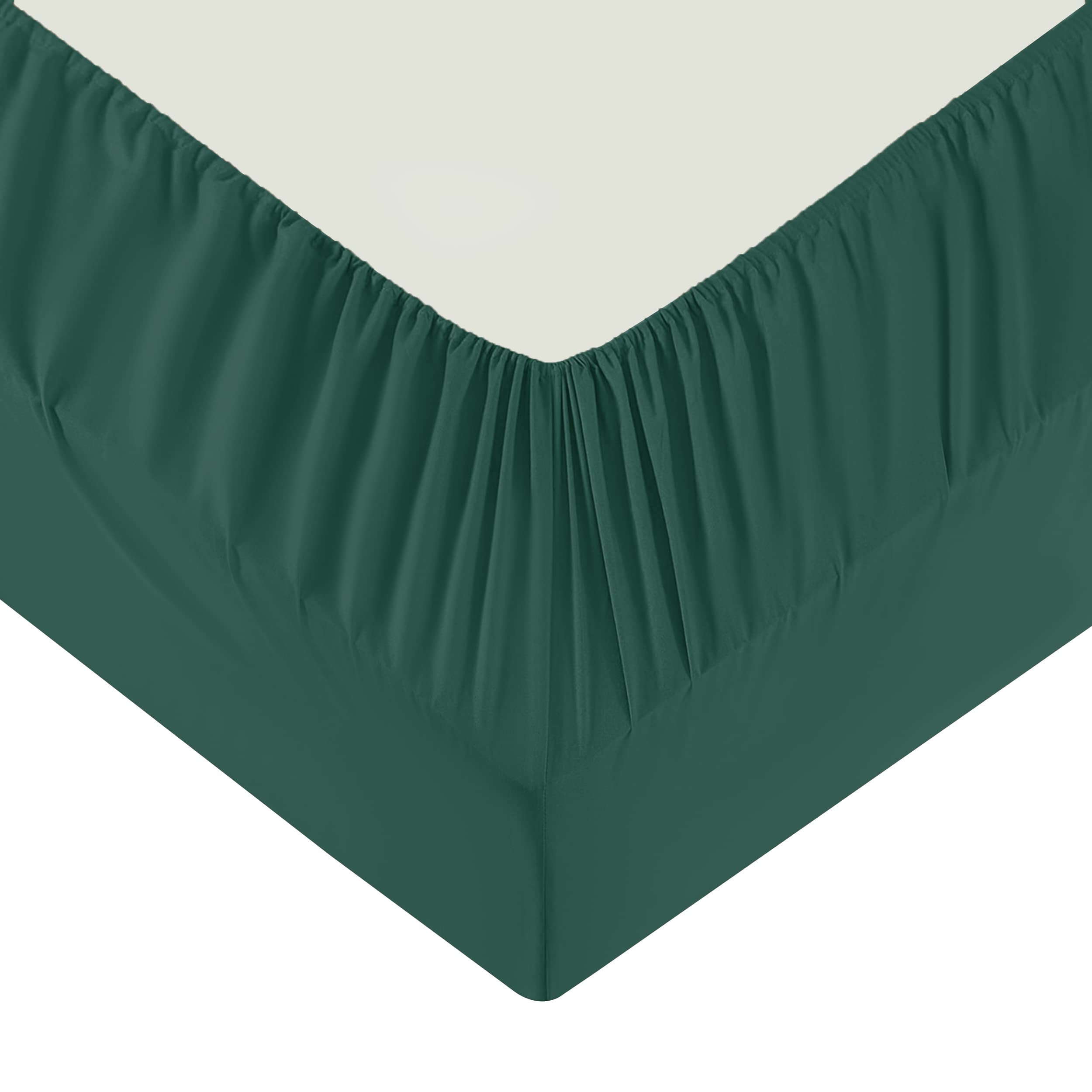Moonlight Bedding Single Fitted Sheet - 25cm Deep Pockets Elastic Emerald Fitted Bed Sheets - Brushed Microfiber Fade Resistant, Shrinkage & Wrinkle free Easy Care Fitted (91 x 190 Cm)