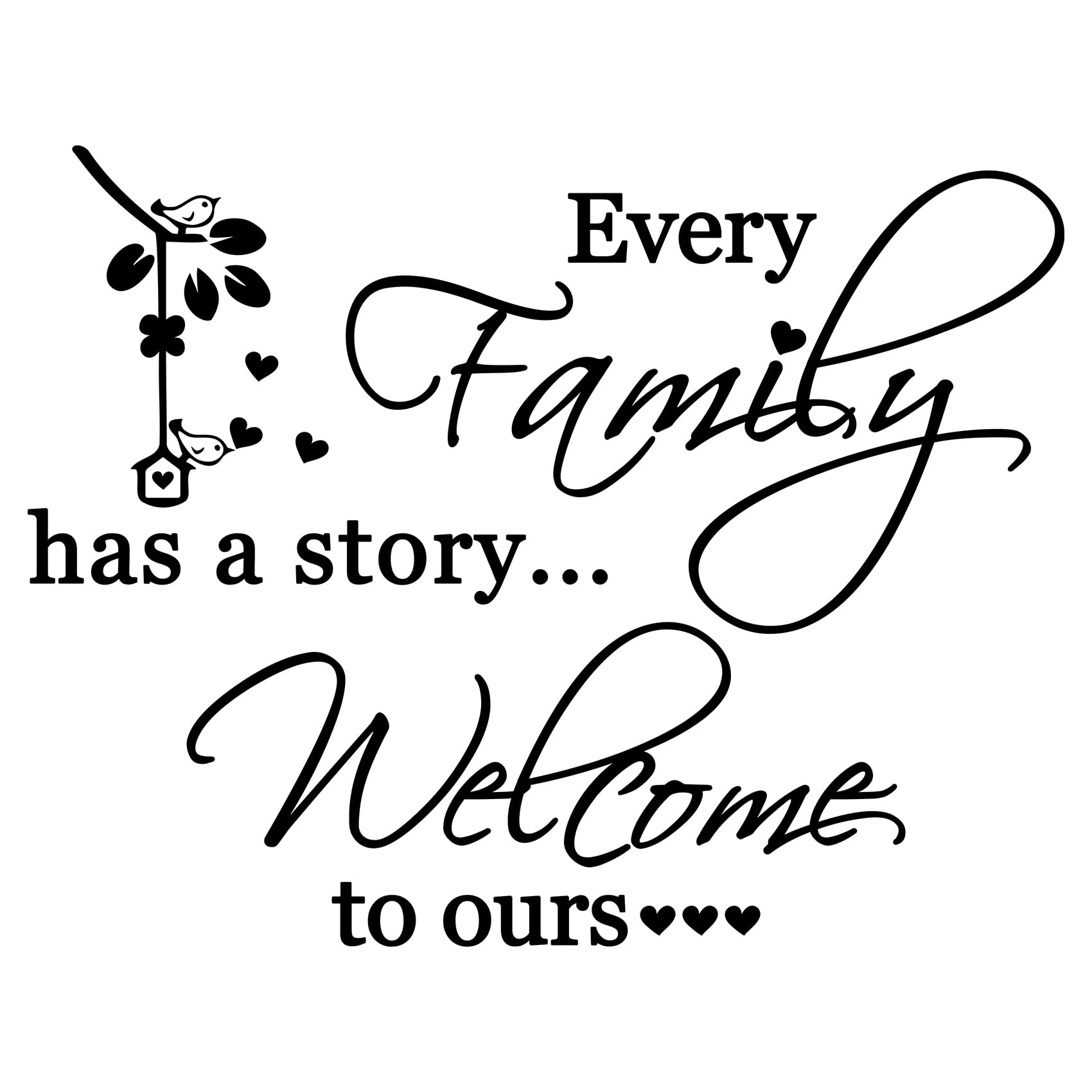 Inspirational Wall Art Stickers, Every Family has a Story Welcome to Ours, Quotes Wall Decals Removable DIY Vinyl Wall Stickers for Bedrooms Living Room Wall Decorations