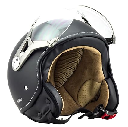 SOXON SP-325-MONO Night · Jet-Helm Retro Scooter-Helm Helmet Bobber Cruiser Motorrad-Helm Biker Chopper Roller-Helm Pilot Vin
