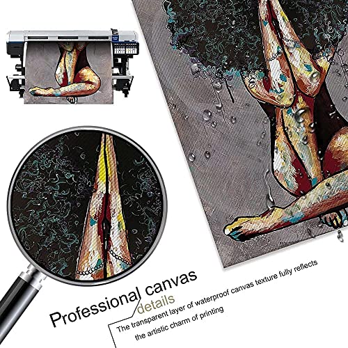 African American Wall Art Abstract Beauty Black Girl Picture Brown Canvas Print Artwork for Wall Decor Bedroom Bathroom Living Room (8x12in-Unframed,Black Queen)