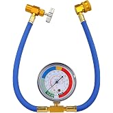TNAIYH R134A Car AC Refrigerant Charge Hose Kit, Air Conditioning Charge Hose with Gauge &amp; 1/2 Dispensing Valve, Vehicle Refrigerant Recharge Measuring Accessories, Universal Fit