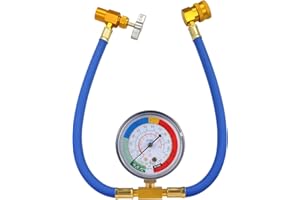 TNAIYH R134A Car AC Refrigerant Charge Hose Kit, Air Conditioning Charge Hose with Gauge & 1/2 Dispensing Valve, Vehicle Refrigerant Recharge Measuring Accessories, Universal Fit
