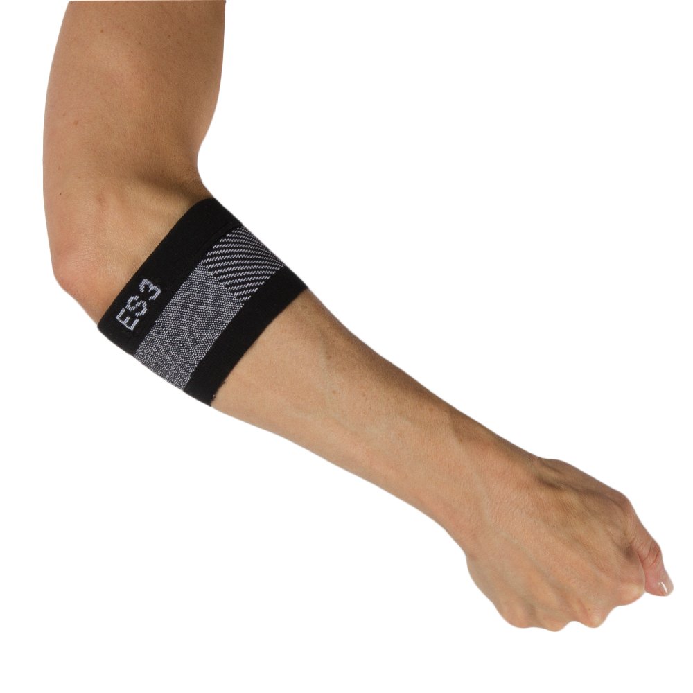 Elbow Brace by OrthoSleeve ES3 designed to prevent and relieve pain associated with Tennis Elbow, Golfer’s Elbow, General Elbow Pain and Forearm Pain - Black S