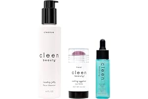 CLEEN BEAUTY Everyday Skincare 3-Piece Set | Rosehip Jelly Face Cleanser, Cooling Eggplant Eye Balm, & Blue Light Defense Serum Set | Paraben Free | Skincare Products for Face