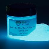 Shiny Stone Glow in The Dark Powder, White Base Glows Sky Blue | 3.53oz