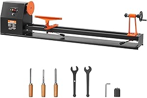 VEVOR Benchtop Wood Lathe, 14 in x 40 in, 0.5 HP 370W Power Wood Turning Lathe Machine, 4 Speed Adjustable 885/1245/1715/2425 RPM with Chisels Faceplate Plastic Handle Hex Wrench, for Woodworking