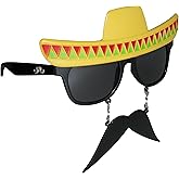 Sun-Staches Cinco de Mayo Fiesta Sunglasses with Mustache | Party Attire | One Size Fits Most