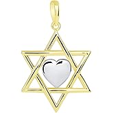 Jewelry America 14k Yellow Gold Hebrew Love Star of David with Heart Pendant