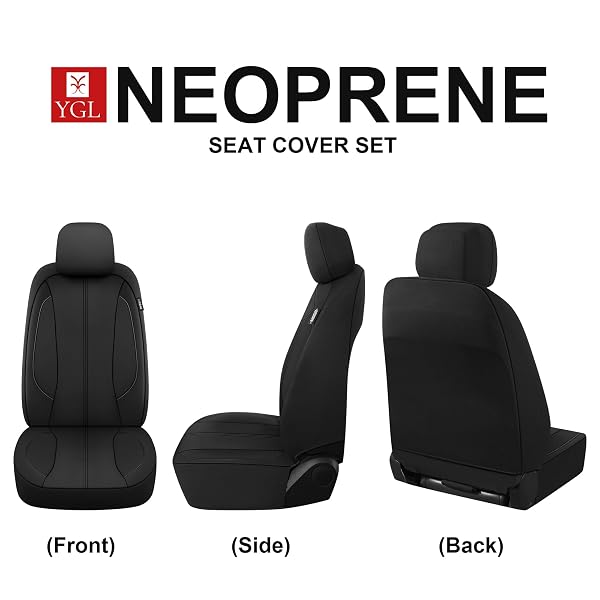 YGL CAR SEAT COVERS FOR FULL SEATS,WATERPROOF SEAT COVERS FOR CARS,DURABLE NEOPRENE CAR SEAT PROTECTORS,INTERIOR COVERS FOR CARS,SEDAN VAN TRUCK SUV(BLACK)