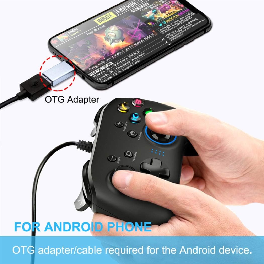 HIRIFULL Wired Gaming Controller, Gamepad with Dual- Joystick, Vibration Motors, 6.5 feet USB Cable, Compatible with PC Windows, PS3, Android TV Box, Nintendo Switch: Computers & Accessories