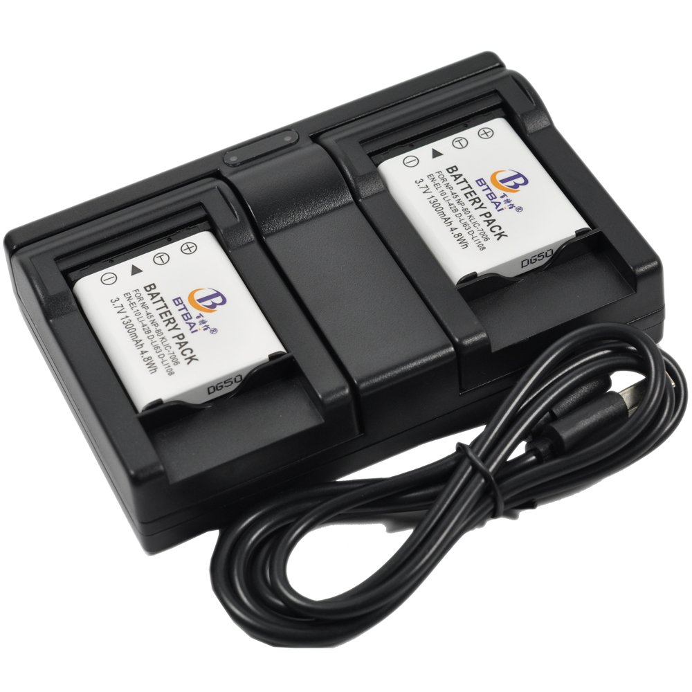 BTBAI 2x LI-40B Battery+Charger DC USB Dual for LI40B LI-42B LI42B TG-310 TG-320 Tough 725SW Tough 770SW VR-310 VR-320 VR-325 VR-330 X-785 X-790 X-795 X-800 X-915 X-920 X-935 X-960 X-970 Camera k1a