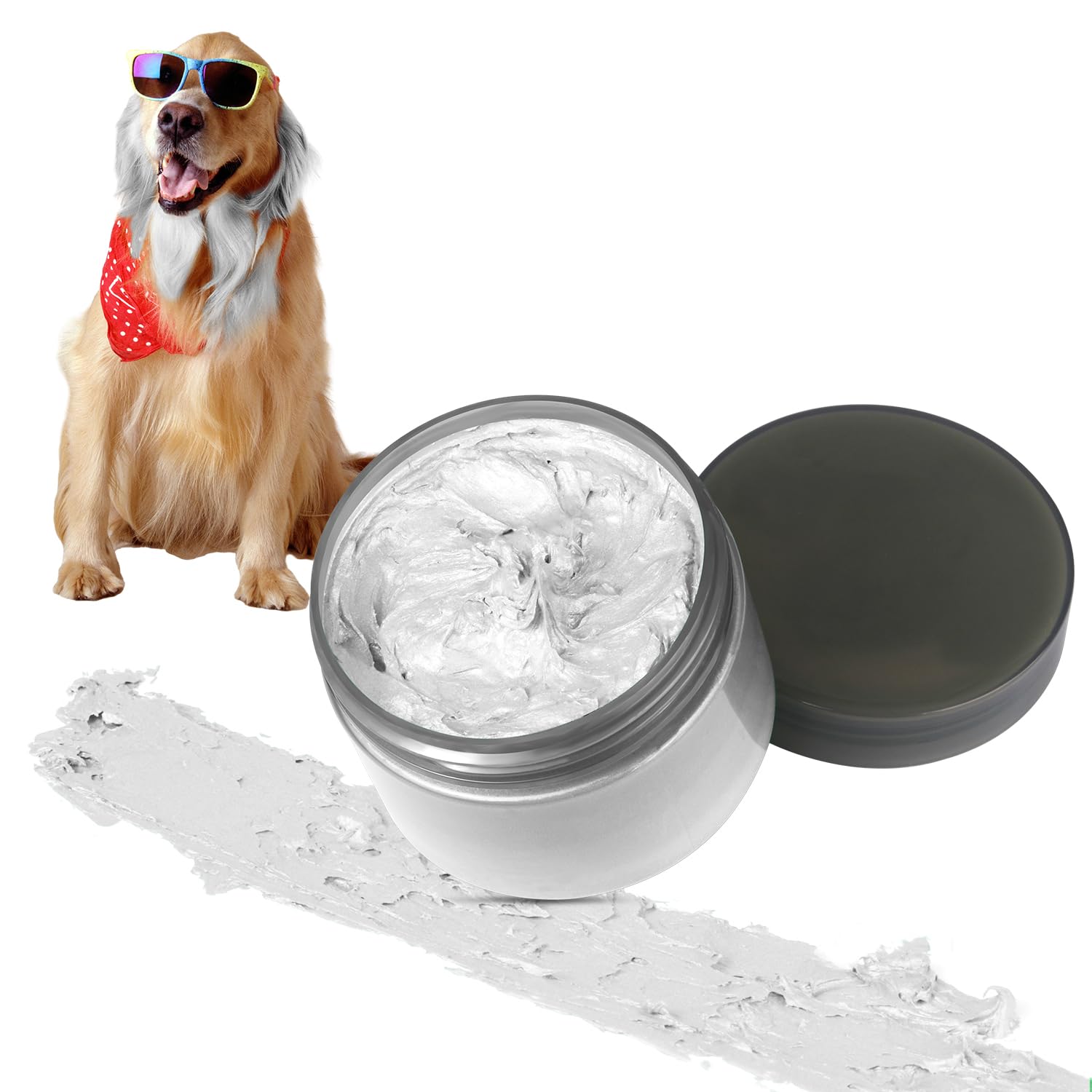 Photo 1 of Hair Color For Dog, Washable Hair Wax Color Temporary Pet Safe Hair Color Cream for DIY Large Boy & Girl Puppy Stuff Accessories, Funny Birthday Gifts to Cat Lovers for Independence Day (White)