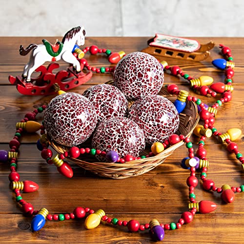 Ka Home Red Mosaic Glass Orbs Set of 5 Decorative Sphere Balls for
