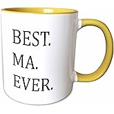 3dRose Best Ma Ever - Gifts for moms - Mother nicknames - Good for Mothers day - black text 11oz Two-Tone Yellow Mug