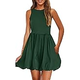 PRETTYGARDEN Summer Dresses for Women 2026 Casual Sleeveless Tank Mini Short Dress Crew Neck Bubble Sundress with Pockets