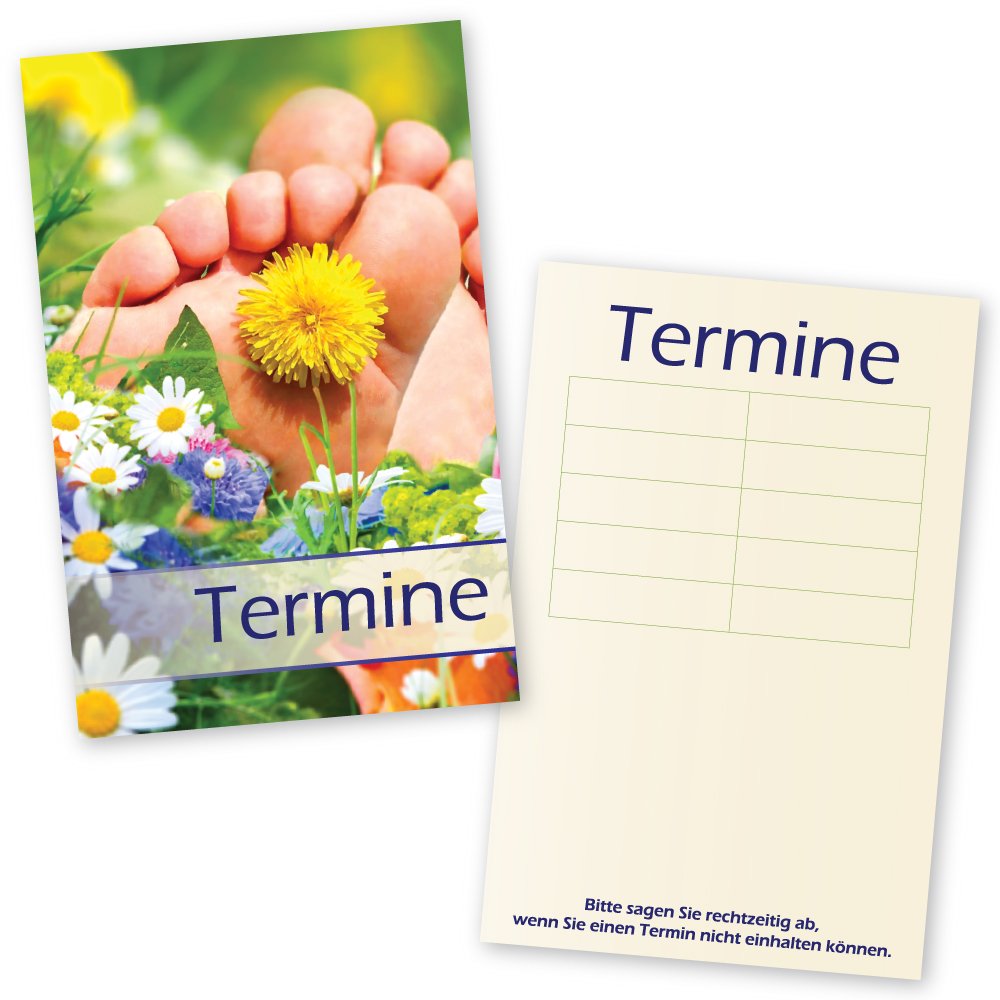 500 Foot Care Appointment Cards with 5 Diary Summer Meadow Fields and Stamp Surface On The Reverse