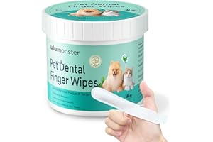LULUMONSTER Pet Dental Finger Wipes for Dogs & Cats, Dog Teeth Cleaning Wipes Dog Tooth Brushing Kit by Remove Plaque and Tartar & Freshens Breath Buildup No-Rinse Dog Finger Toothbrush