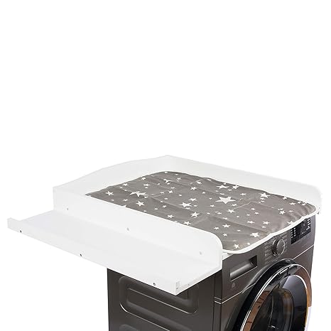Wickeltischaufsatz für Waschmaschine und Trockner, weiß, MDF, Wickeltisch, 83 cm x 72 cm x 5,5 cm