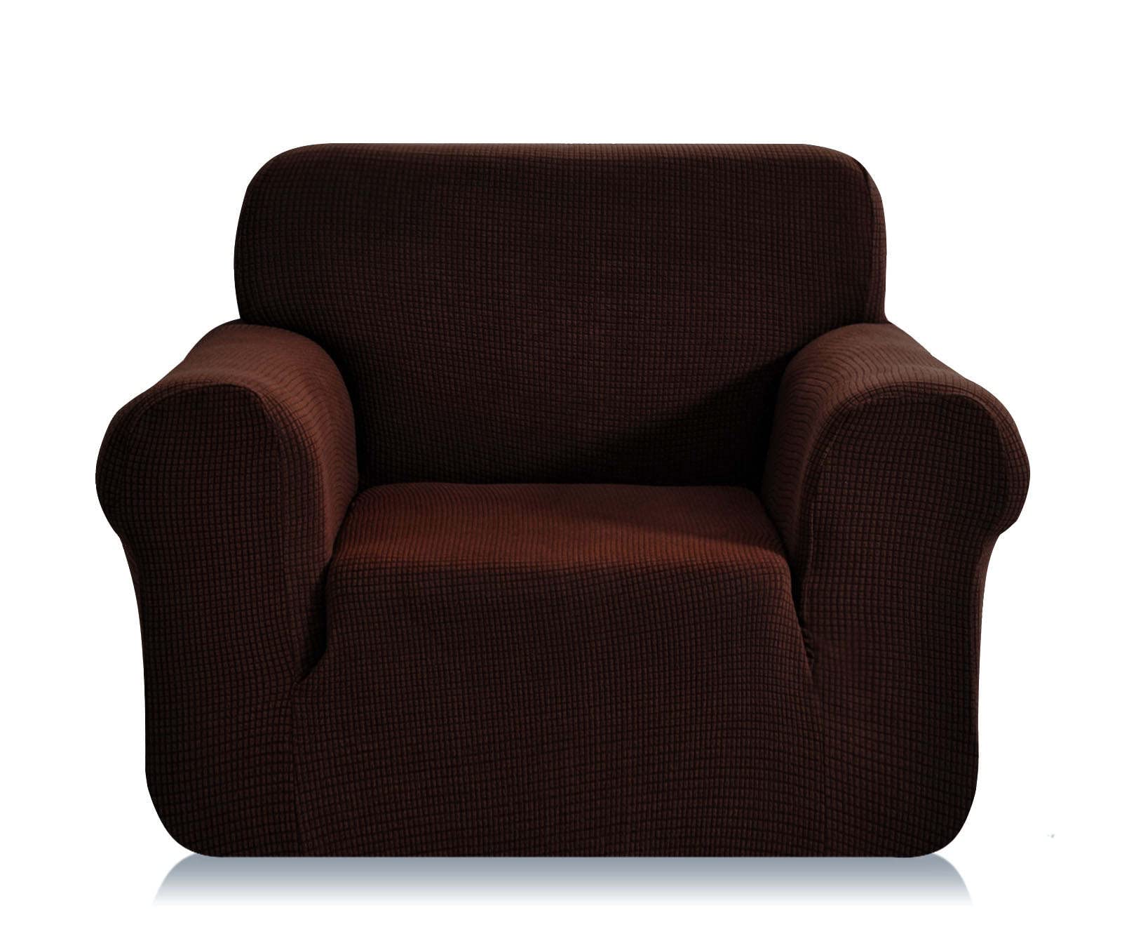 SAMSTEX Stylish 1 Seater Sofa Cover Stretch 1-Piece High Stretch Armchair Cover Machine Washable Non Slip Sofa Slipcovers Thick Soft Armchair Sofa Protector (1 Seater, Chocolate)