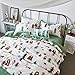 BuLuTu Siberia Forest Theme Cotton US Queen Kids Bedding Collections(1 Duvet Cover 2 Pillow Shams) White Reversible Full Quilt Bedding Sets with 4 Corner Ties