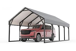 LALFPET 12x20 FT Heavy Duty Metal Carport Shelter – All-Steel Garage & Outdoor Storage Unit with Reinforced Roof – 5000 lbs S