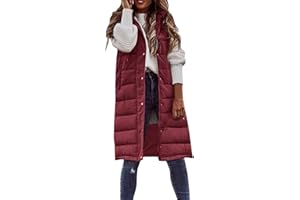 JMMSlmax Womens 2023 Fall Reversible Vests Sleeveless Fleece Jacket Long Warm Winter Coat Outerwear Zip Up Hoodie Pockets
