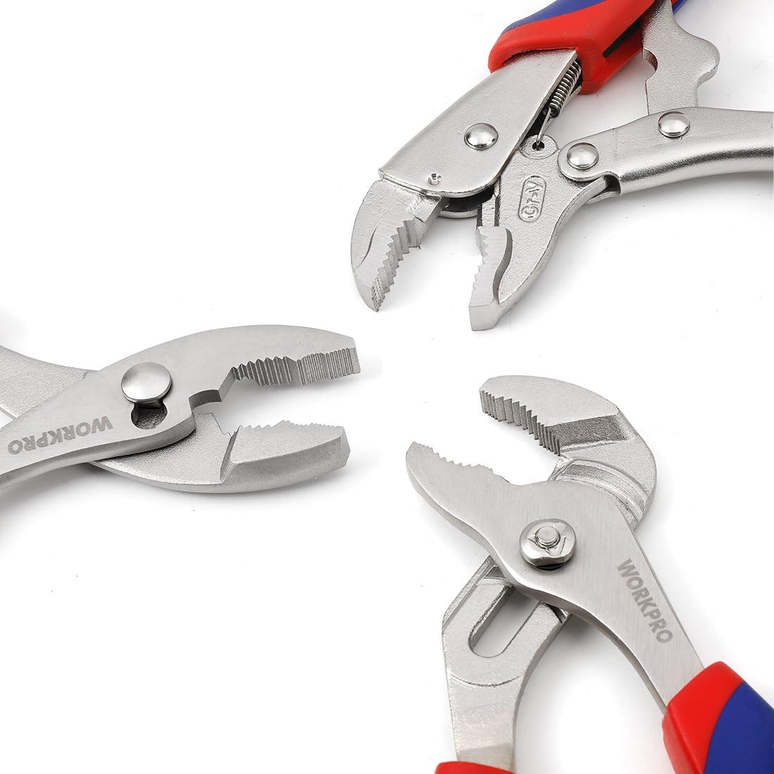 WORKPRO Pliers Set 4-piece Locking Plier Slip-joint Plier Groove Joint Pliers and Adjustable Wrench Home Maintenance Tool Kit - - 