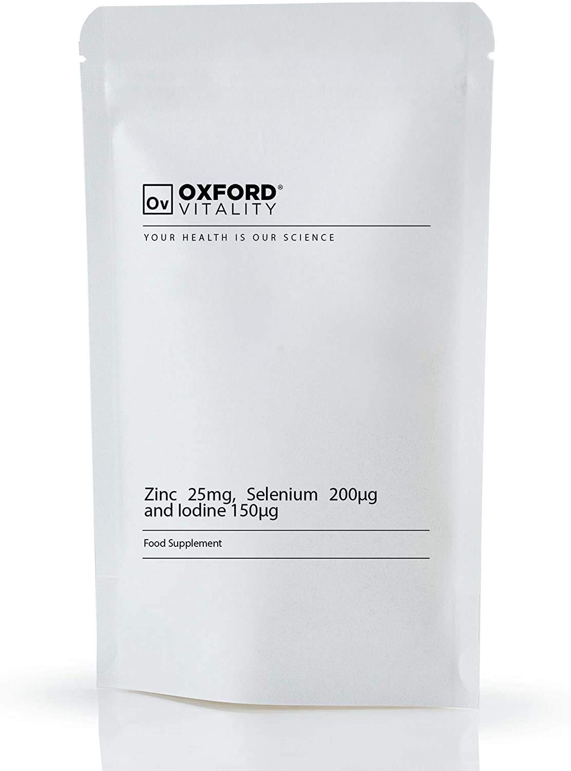 Oxford Vitality Zinc 25mg Selenium 200mcg & Iodine 150mcg Tablets | Mineral Supplement for Thyroid Skin Hair and Immune Support | Easy to Take Daily Tablets | Pack of 120
