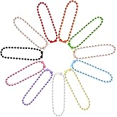 Gin Geomir 220PCS Ball Bead Chain Keychain Set - 100mm Steel Metal Beaded Chains for Jewelry Making, DIY Crafts, Dog Tags & Key Accessories (Bulk Mixed Colors, 2.4mm Beads)