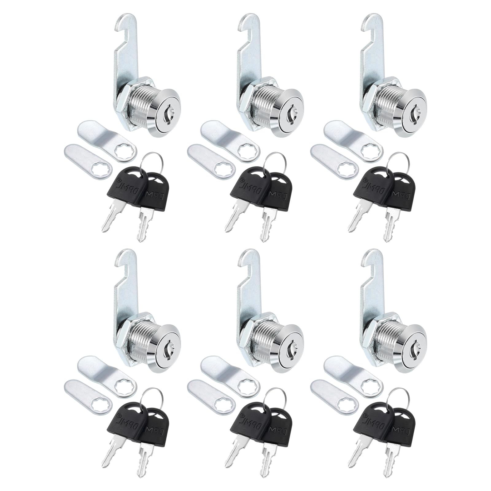 PATIKIL 3/4" Cabinet Cam Locks, 6 Pack Keyed Alike Cam Locks Set Zinc Alloy Storage Lock with Keys for File Drawer Mailbox Toolbox, Silver Tone