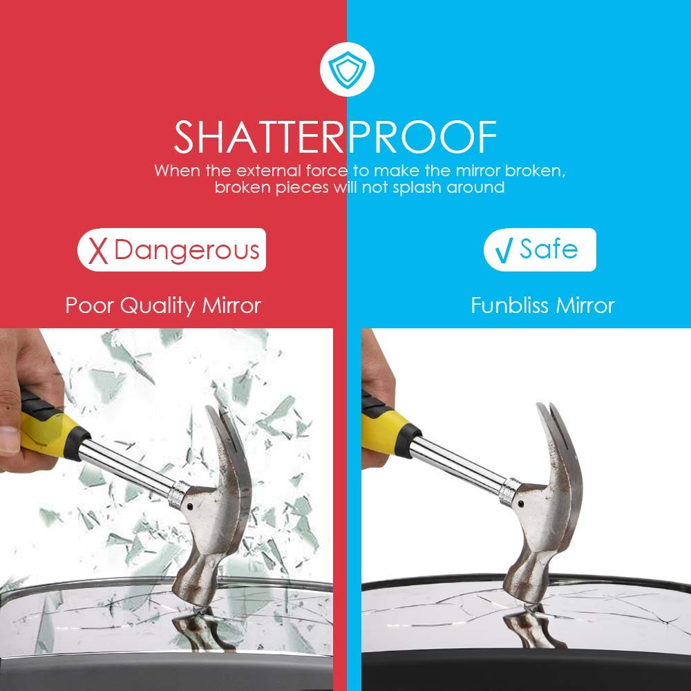 Funbliss Baby Car Mirror Safely Monitor,Car Mirror Baby Rear Facing Seat，No Assembly Required, Safer，Best Newborn, Shatterproof