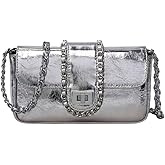 SweatyRocks Women's Metallic Mini Crossbody Bags Flap Shoulder Purse with Chain Strap