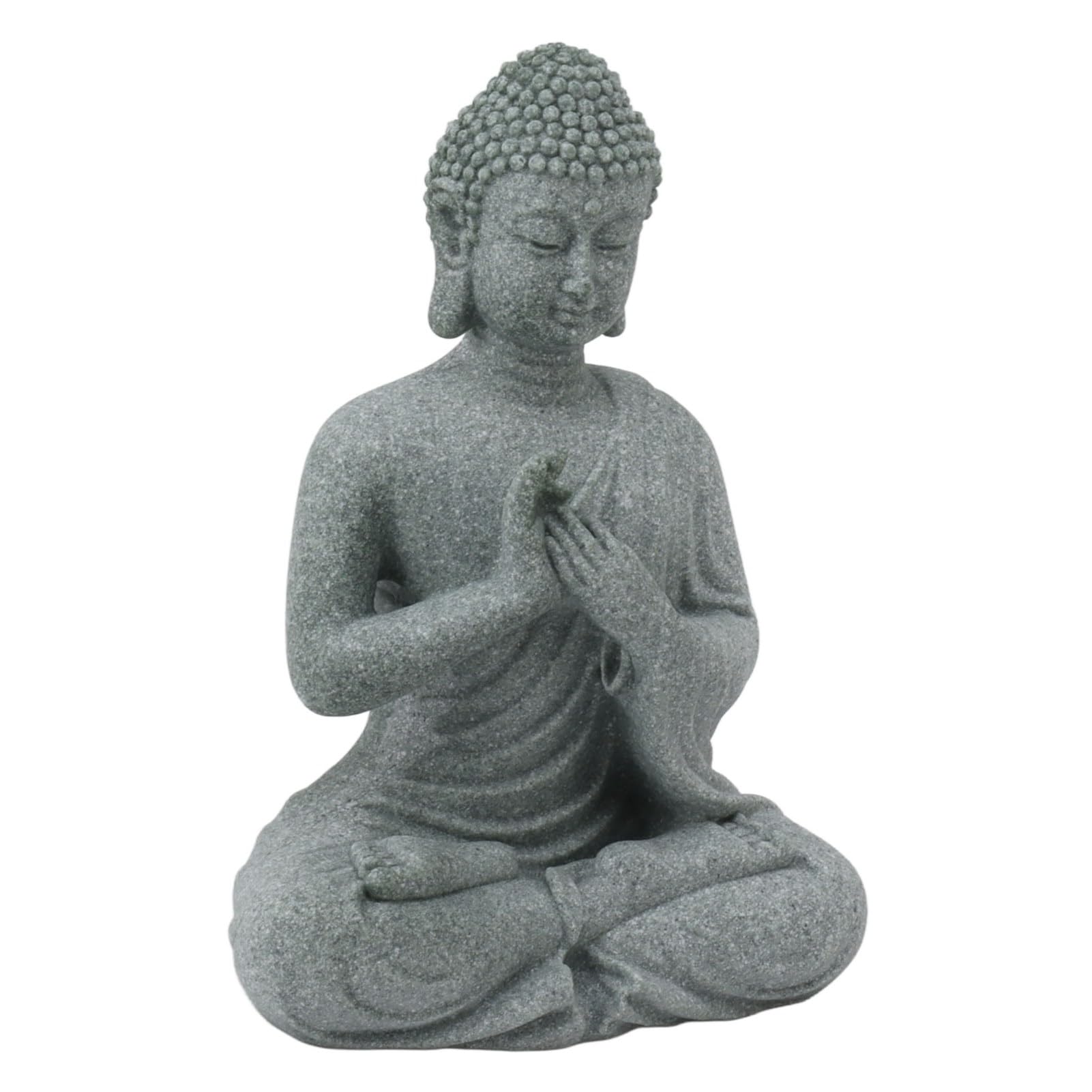 Hztyyier Buddha Statue Entrance Decoration Garden Green Home Ornament Landscape Living Room Figurine Zen Room Sculpture Fish Tank Decorative Sandstone Backyard (7135K-01)