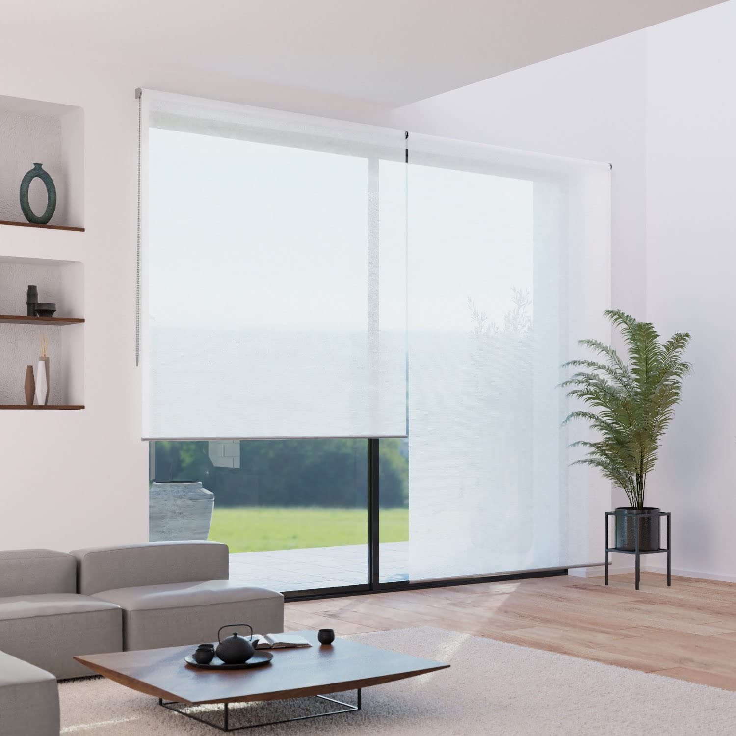 MADECOSTORE Roller Blind Voile Pearl White L 104 x H 250 cm (Fabric L 100 cm)