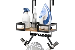 PAROTO Over The Door Ironing Board Holder, Cabinet, Wall Hanger, Sewing Organization, Black, T&V Shaped Space Saving Iron Holder Wall Mount for laundry Room Decor and Accessories, Organization and Storage
