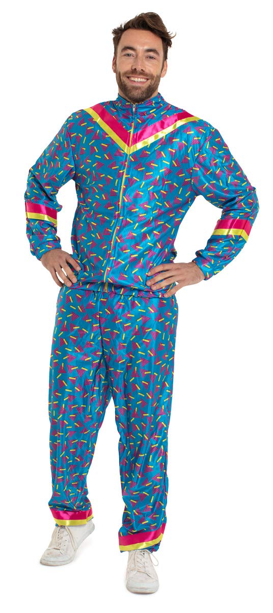Folat - 80s Adult Tracksuit - Blue - Size: XXL