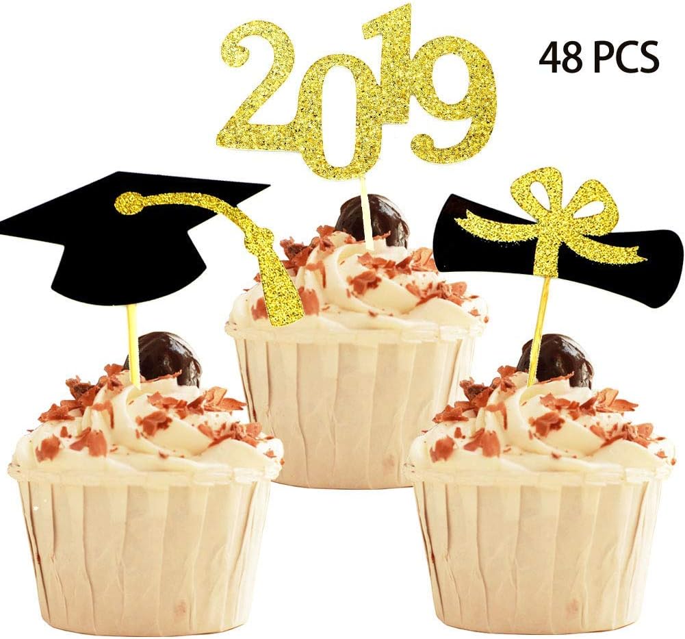 Pretyzoom 5pcs 19 Graduation Cake Toppers Glitter Graduation Cap Cupcake Toppers Cake Picks 19 Congrats Party Decorations Pour La Remise Des Diplomes Fete Danniversaire Fournitures Decorations Cuisine Maison Centroarco Com
