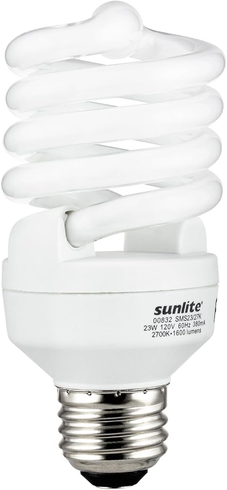 Super White Sunlite SMS23F//50K SMS23F//50K 23-Watt Super Mini Spiral Energy Saving Medium Base CFL Light Bulb