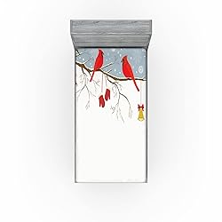 Lunarable Cardinal Fitted Sheet Set, Colorful