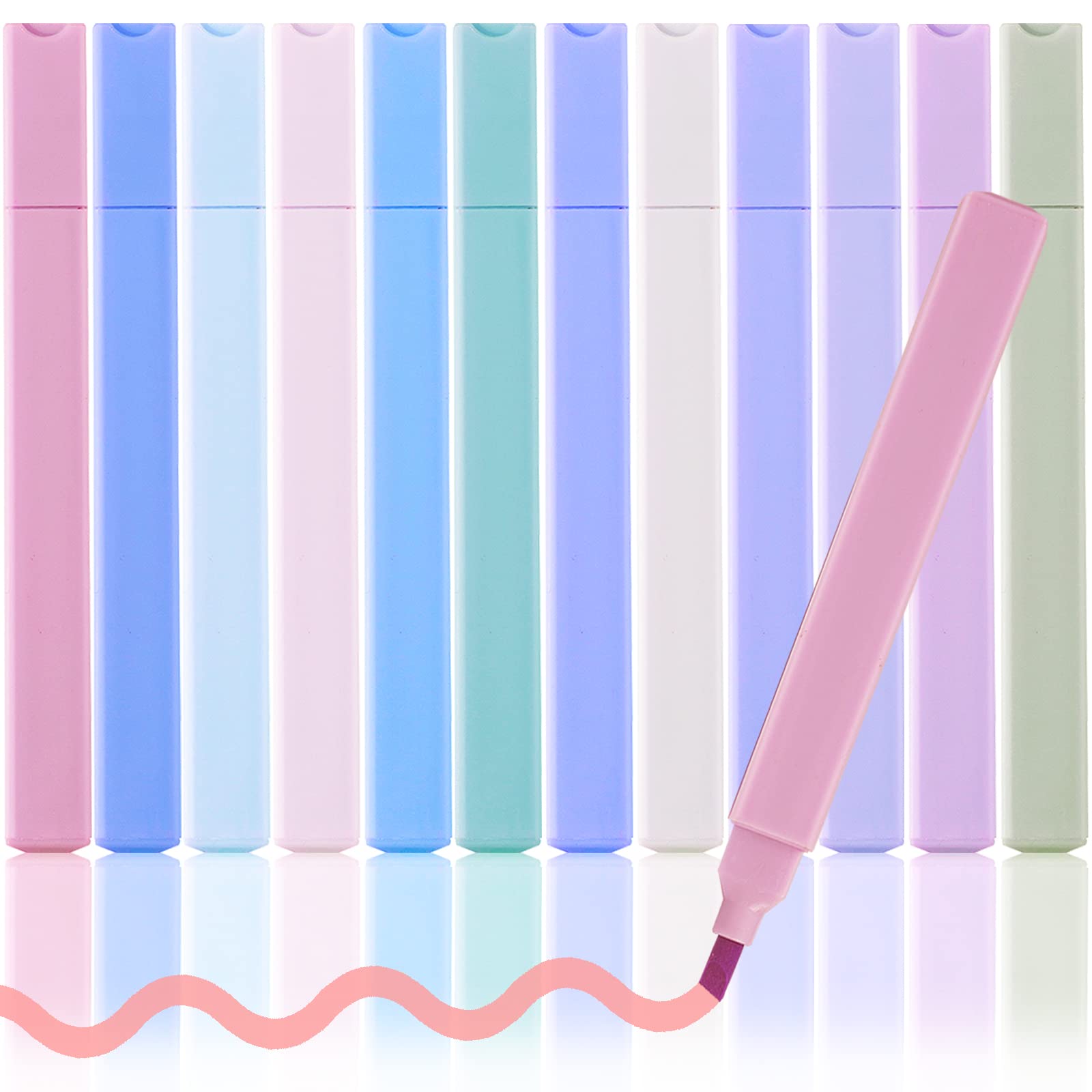 ZORRA 12 Pack Highlighters Pens, Assorted Colours Pastel Highlighter with Soft Chisel Tip, Dry Fast Mild Highlighters Bible Highlighters Aesthetic Pens for Bible, Journal Notes, School Supplies