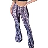 YUZIBAO Women's Flare Yoga Leggings High Waisted Boho Palazzo Wide Leg Pants Bell Bottoms