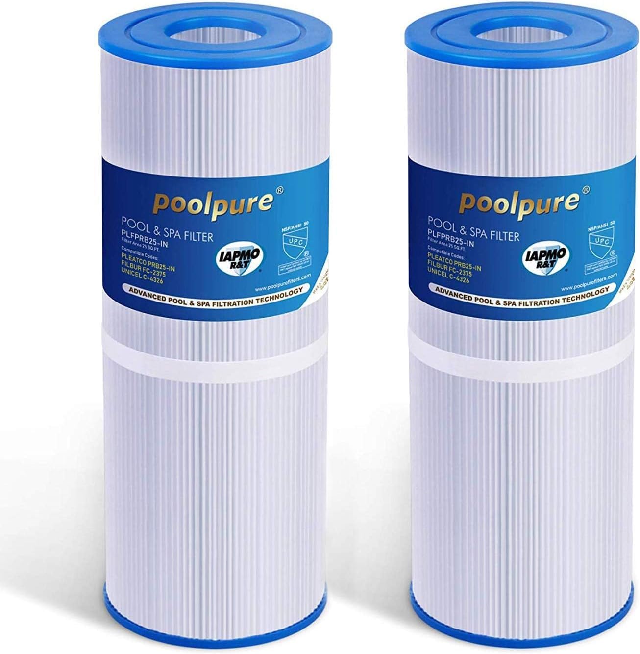 POOLPURE Spa Filters for Hot Tub replacement for Unicel C-4326, Filbur FC-2375, Pleatco PRB251N (invoice available)