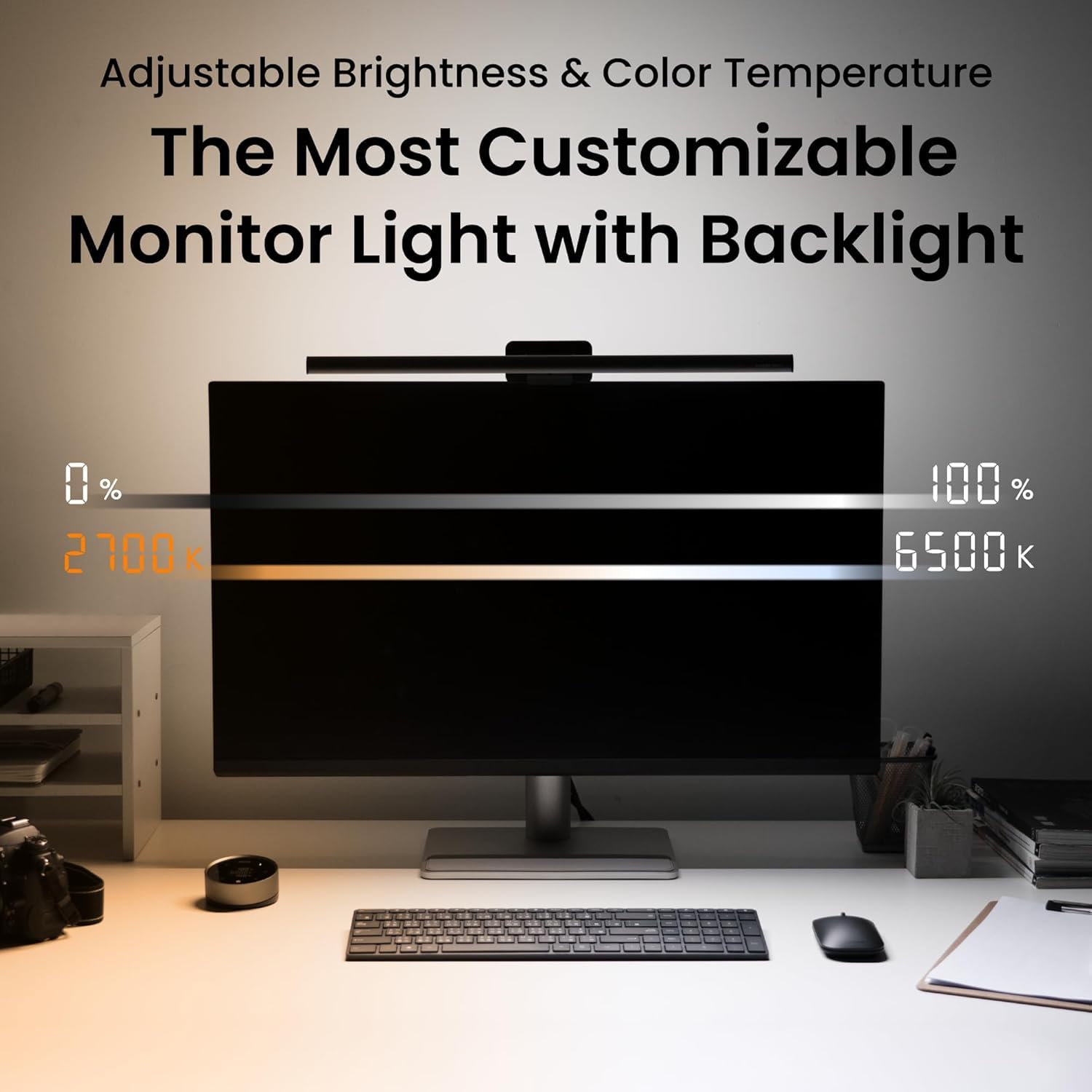 BenQ ScreenBar Halo 2 – LED Monitorlampe mit kabellosem Controller, blendfreiem Licht, einstellbarer Helligkeit & Farbtemperatur, augenschonend, USB-betrieben 5