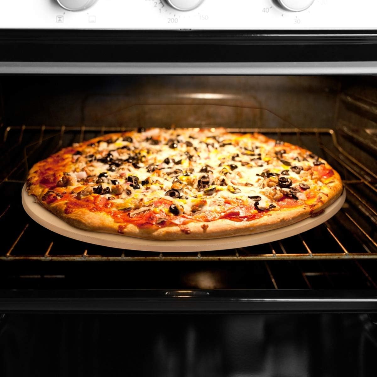 JulyPanny Pizza Stone, Ceramic Pizza Grilling Stone/Baking Stone/Pizza Pan, Perfect Baking Tools for BBQ and Grill - Thermal Shock Resistant, Durable and Safe Stone, 15'' Round and 0.43'' Thick : Garden & Outdoor